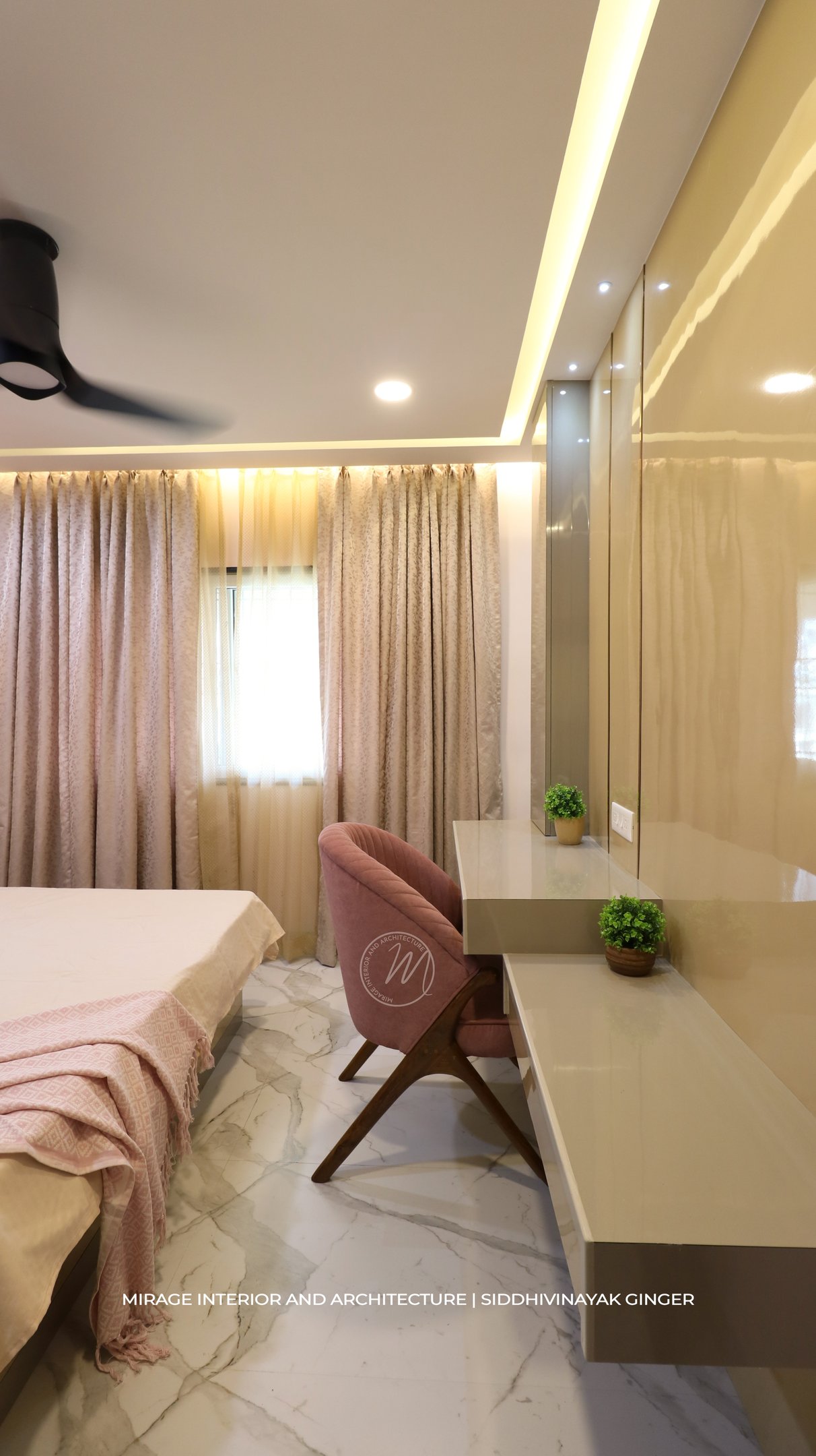 2BHK Luxury Bedrooms Interior Pune Master Bedroom 4 Ginger Mirage Interior And Architecture Pune M5K2PVBz9ws61QBB